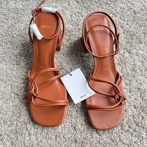 Mango Women's Brown Strappy Sandals. Size 8